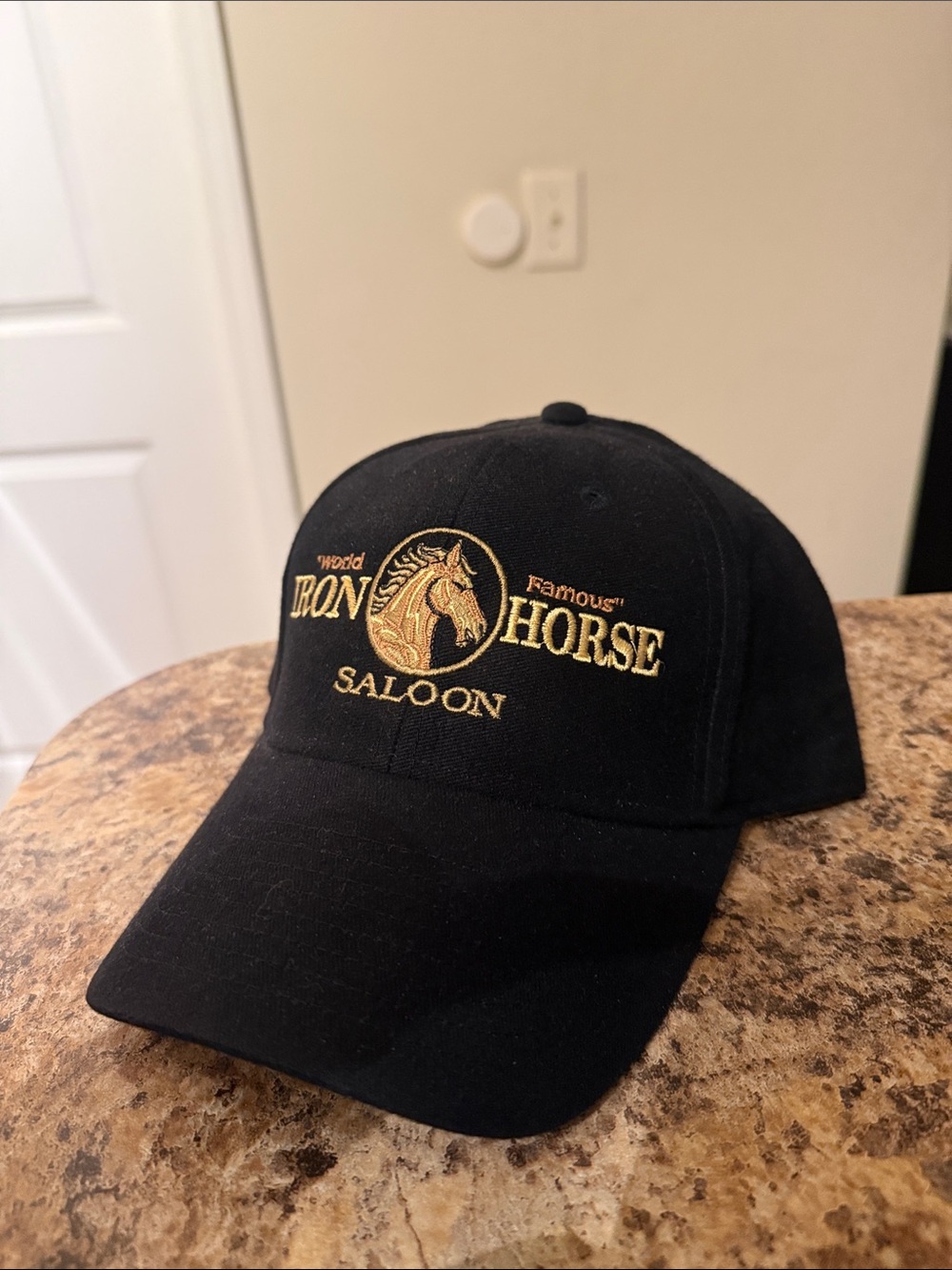 Black 'Iron Horse Saloon' Embroidered Cap